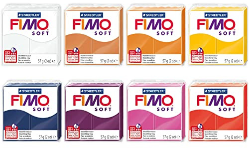FIMO Soft & Effect Polymer Ofen Modelliermasse – 57 g – Set mit 8 Stück – The Flower Power Collection