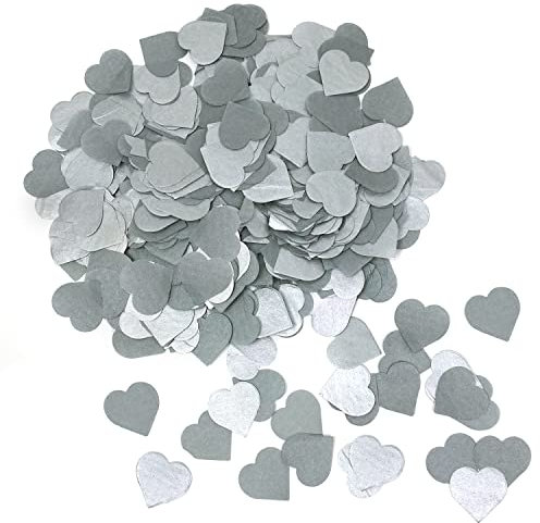 Oblique Unique® Papier Herz Konfetti 1000 Stk. Herzen Tisch Streu Deko für Valentinstag Kinder Geburtstag Party Feier JGA Junggesellinnenabschied Hochzeit (Silber)