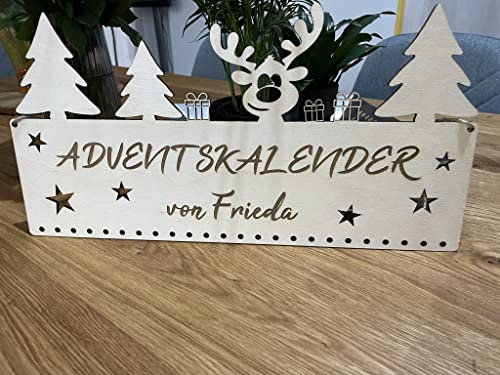 Personalisierter Adventskalender aus Holz, Weihnachtskalender, Adventskalender mit Namen Maße: 40x20cm