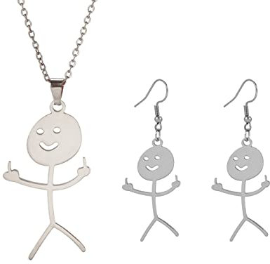 EUEAVAN Personalisierte Funny Doodle Anhänger Halskette Smiley Mittelfinger Trendy Cool Statement Kreative Choker Einzigartige Edelstahl Handmade Freundschaft Schmuck Geschenk Junge