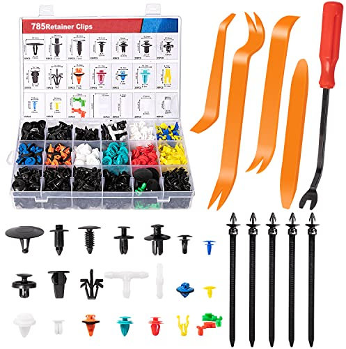 PHYLES Rivetti in Plastica per Auto, 795PCS Clip di Fissaggio Auto Universali Carrozzeria Set per Interni Auto Pannello Paraurti Porta, con Strumenti Rimozione Fissaggio