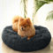 Katzenbett Hundebett,Kuscheliges und Weiches Flausching Hundebett und Katzenbett,Kompressionswiderstand und Waschbar Donut Haustierbett,für Kleine Bis Mittelgro ß e Hunde und Katzen(60CM,Dunkelgrau)
