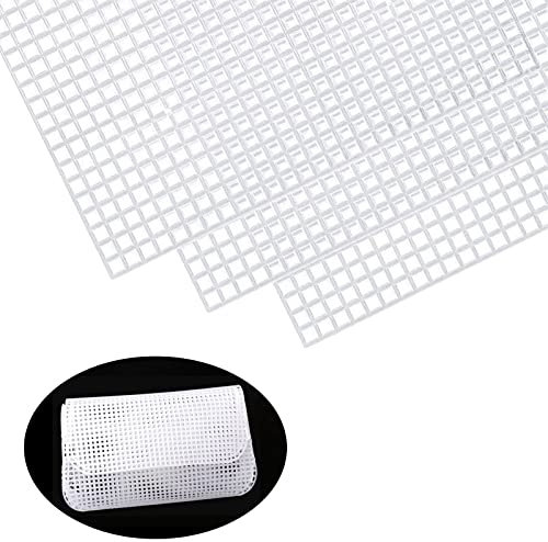 4 Stück Plastic Canvas Mesh Leinenblätter Plastikgitterfolien Needlepoint Canvas Sheets Kunststoff Kreuzstich Meshstoff Cross Stitch für Bastel, Nähprojekte, 43 x 30 cm (Lochdurchmesser 4*4MM)