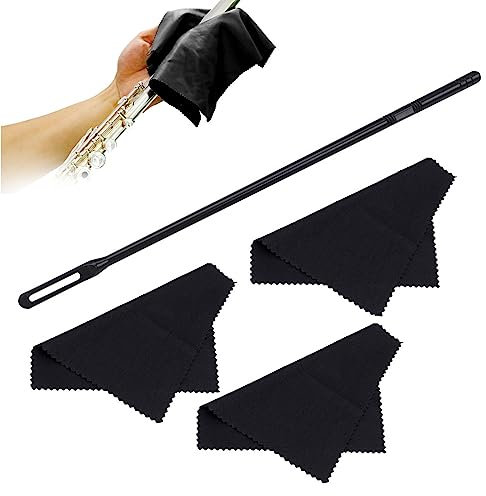 KARELLS Flute Cleaning Set, Flute Cleaning Rod, Flute Cleaning Set, 3 Pieces Cleaning Cloth Flute, Flute Cleaning Rod and Cloth, Flute Cleaner Rod for Piccolo Flutes Woodwind Instruments