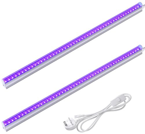 Barrina LED UV Light with Power Cord, 4ft 120cm Linkable Black Light, T5 Blacklight Bar for Fluorescent Poster Glow Party Body Paint, Halloween Christmas Decorations, UV Lights for Parties, 2 Packs