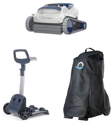 DOLPHIN Blue Maxi 10 Robot nettoyeur de piscine avec chariot universel et housse de chariot inclus Rangement et transport faciles Idéal pour piscines jusqu'à 8 m