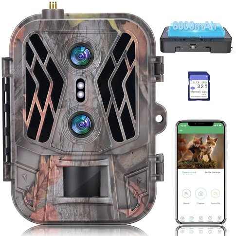 RecorCam Wildkamera 4G 36MP 4K, Wildkamera mit Handyübertragung App, Lithium 8000mAh, Wildtierkamera mit Nachtsicht Bewegungsmelder, 940nm Infrarot LEDs, IP66 Wasserdicht, Nachtsichtkamera