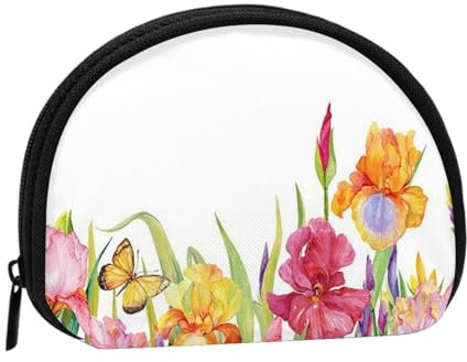 Petit porte-monnaie London - Mini portefeuille à monnaie - Pour un usage quotidien et des cadeaux, Iris Fleur Papillon, Taille unique, Sac étanche