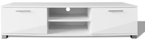 Helloshop26 Meuble télé Buffet TV télévision Design Pratique à Haute Brillance Blanc 120 cm 2502039