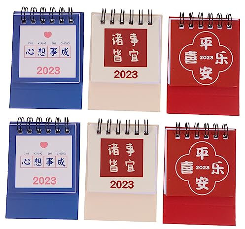 DIKACA 6st Kalender 2023-2024 Mini-kalender Tisch-staffelei-kalender Adventskalender Mini-tageskalender Mini-jahreskalender Kalender Mit Doppeldrahtbindung Tragbar Papier Student Zelt