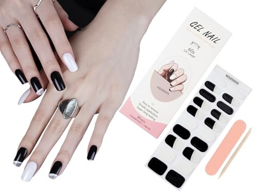 ZAHVIA 20 Stickers Semi Cured Nail Wraps Soft Self-Adhesive Gel Nail Stickers, Salon-Quality Gel Nail Polish Strips Manicure Stickers Set