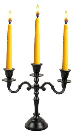 Rely+ 3 Arm Baby Candelabra Black Matte 8 Inch Taper Candle Holders Gothic Decorations Candlesticks Holder Home Decor Wedding Parties Centerpiece for Dining Table