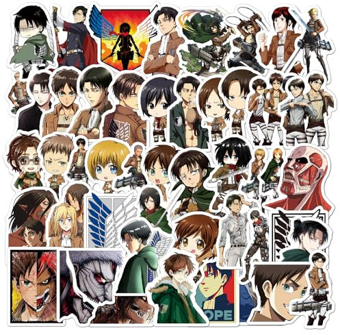 50 Attack on Titan Vinyl Aufkleber Set - Wasserfeste Anime Aufkleber für Laptops, Wasserflaschen, Notebooks - Langlebige & lebendige Designs