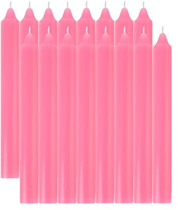 Bougies de Chandelier Longues Sans parfum - Lot de 16 Bougies Rose Néon Longueur 17cm