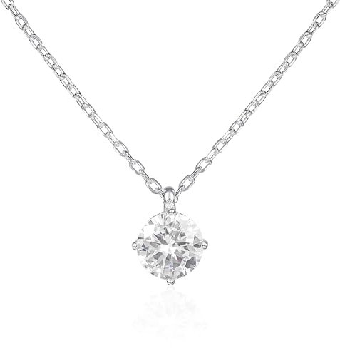 namana Zierliche Silber-Anhänger-Halskette für Frauen und Mädchen, süße Solitär-Halsketten für Frauen aus 925er Sterling Silber mit einem Zirconia-Stein, Halskette Damen aus 925 Sterling Silber