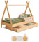 smartwood Tipi D Kinderbett 90x200 mit Lattenrost und Rausfallschutz - Montessori Hausbett mit Schublade für Jungen und Mädchen - Holzbett mit Rausfallschutz und Lattenrost - 200x90 - Lackiert