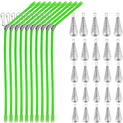 Rdlobu 35 Stück Angelblei Set 25 Stück Birnenblei Angeln + 10 Stück Anti Tangle, Blei Angeln Set, Grundblei Angeln, Angeln Blei, Angelzubehör Set für Das Angeln im Freien