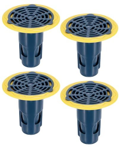 QUARKZMAN Valvola Antiriflusso Scarico Pavimento per Doccia, Valvola per Fognatura Antiodore Inserto Centrale Tappo Scarico Raccogli Capelli per Cucina Bagno Balcone, Blu 4 Pezzi