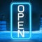 LightingWill Open Neon Schild, Open Schild LED mit 12V Ein/Aus Adapter, Open Leuchtreklamen für Business Light Up Sign für Bar, Salon, Store, Cafe, Shop, Club, Blau/Weiß, Vertical