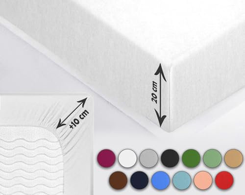 Sesto Senso Spannbettlaken 180x200cm Weiß für Topper Jersey Baumwolle