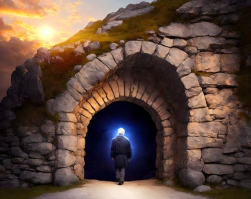 RZHRHJES Wandbild auf Leinwand, Motiv At Sunset a Very Old Man Walks for the Last Time, 58 x 90 cm, ohne Rahmen
