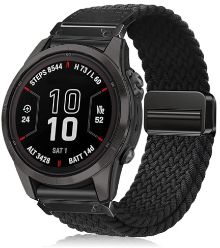 Yeahxing Armband für Garmin Fenix 8/7/6/5 Band - 22mm Magnetverschluss Elastische Geflochten Ersatzarmband für Garmin Fenix8 47mm/Fenix7 Pro/Fenix5 Plus/Fenix6 Pro Uhrenarmband