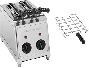 Milantoast 2-er Toaster mit Zangen und Brötchenaufsatz (Edelstahl/Gebürstetes Metall)