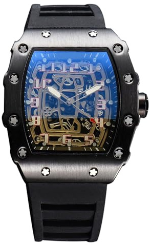 rorios Herren Quarz Uhr Mode Tonneau Armbanduhren Leuchtend Analog Uhr Freizeit Sport Herrenuhren für Männer mit Datum Kalender Schwarz