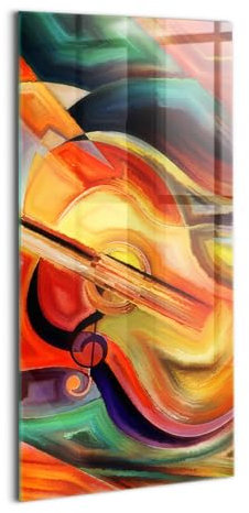 Wallfluent Glasbild Mit Motiv Gehärtetes Glas Bild Dicke 4mm 70x140cm Wanddekoration Für die Küche Badezimmer und Schlafzimmer Wandbild - Kunst - abstrakter Frauenkopf gemalt