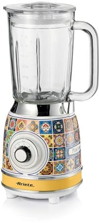 Ariete 583 Batidora Positano con vaso de vidrio de 1,5 litros, 4 cuchillas de acero inoxidable, 4 velocidades + pulso, 1000 vatios