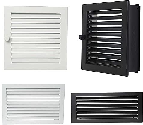 Lüftungsgitter Weiß Schwarz Warmluftgitter Kamin Ofen Gitter Regulierbar 45 x 23 cm Schwarz