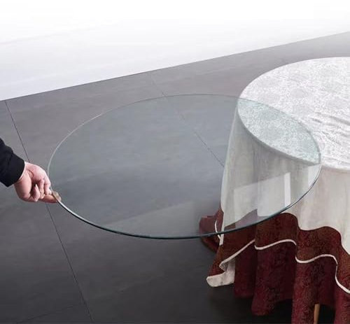 BVDHASDBT Verre et miroir, bord plat poli, plateau rond biseauté de qualité supérieure, plateau de table rond en verre, pour table de salle à manger, table basse, maison, bureau (55 cm)