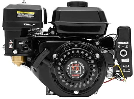 MEELRYD 7.5PS Benzinmotor 4 Takt Motor, Kart Engine Motoren 3 KW 3600 U/min Standmotor Kartmotor Motoren, Gasbetriebener Tragbarer Generator (Schwarz)