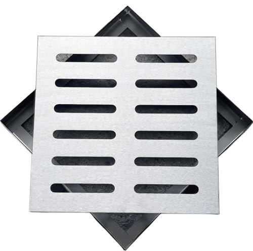Drain Cover Quadrat Edelstahl 304 Hofablauf Abflussschutz Duschablauf Deckel Drain Barrier Abflussgitter Aussen Kanaldeckelgitter Einfahrtsabfluss und Gitter für Keller Aussen Garage(30x30x2cm)