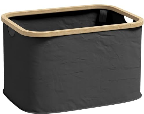 HOMCOM Cesto para Ropa Sucia Plegable Cesto de la Ropa Sucia 36 L con Asas para Baño Dormitorio Lavadero 44,3x33,3x26,5 cm Negro