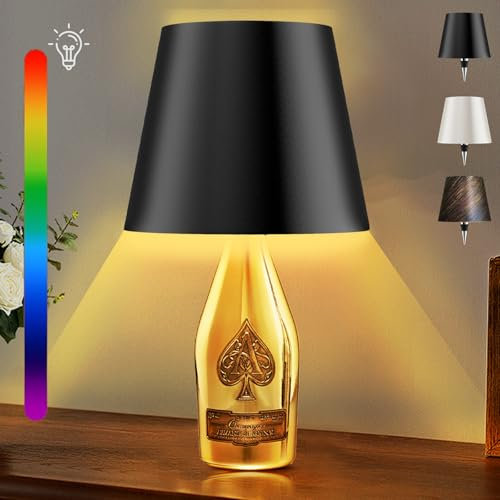 YOUYIKE Luce per bottiglie di vino senza fili, luce led per bottiglia di vino, Lampade per Bottiglia, Luce touch wireless per bottiglia di vino, Luce bottiglia di vino dimmerabile (Nero)