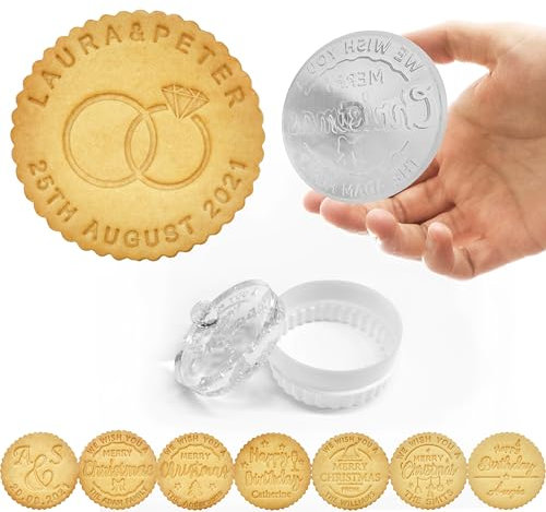 YouBaiVS Personalisierter Keksstempel mit 6 Ausstechformen, personalisierbar, Valentinstags-Prägestempel, Keksformen, Stempel mit Paar-Namen