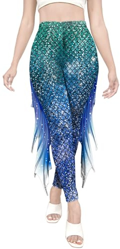 Mecctuck Leggins Meerjungfrau, Meerjungfrau Kostüm Damen, Schuppenmuster Glänzend Leggings High Waist Slim Fit Hose Pants, Damen Meerjungfrau Leggings für Karneval Fasching Cosplay Party