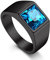 Bandmax Siegelring Schwarz Männer Ring Edelstahl Ring Blauer Stein 8MM breit Verlobungsring Eheringe Größe 59mm Accessoires Modeschmuck