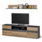 Taylor Set aus TV-Lowboard und Wandboard in Anthrazit, Evoke Eiche Optik - Moderne Wohnzimmermöbel mit viel Stauraum - 180 x 52 x 38 cm (B/H/T)
