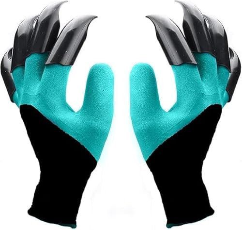 Gartenhandschuhe mit Krallen, Handschuhe zum Graben, Wasserdicht Dornenfeste Handschuhe, Grab Handschuhe Gartenarbeit, Garten Handschuhe mit 8 Krallen, Arbeitshandschuhe für Graben und Pflanzen