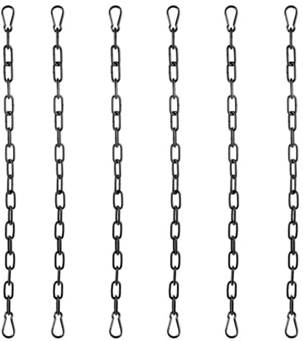WOPPLXY 6 Stück Stahlkette mit 12 Stück Karabiner, Ø4mm Metallkette 50cm Lang, Kette Schwarz aus Kohlenstoffstahl für Schaukeln, Hängesessel, Hängematten