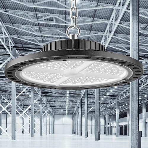 ANNIFUNLY 100W UFO LED Lámpara de Alta Bahía 15000LM Focos Led UFO Interior Techo 6500K Blanco Frío Naves Industriales LED IP65 Impermeable Iluminación Comercial Para Garaje Fábrica Taller