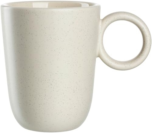 LEONARDO HOME Kaffeetasse ROMA 1 Stück • Inhalt 400 ml • moderne Becher mit Henkel • Handgefertigt aus hochwertiger Keramik • stapelbar • spülmaschinen- & mikrowellengeeignet • creme • 027262