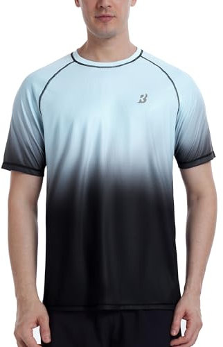 Roadbox Men's UPF 50+ Swim Rash Vest Short Sleeve, UV Sun Protection Shirts Watersports Rash Guard, Quick Dry Breathable Tops for Diving Surfing Running Sport