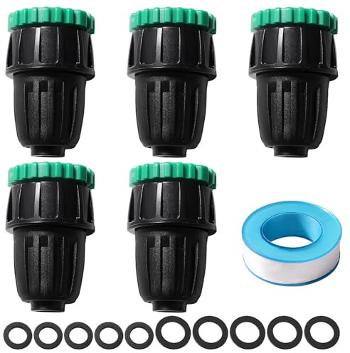 VooGenzek 5 Pezzi G1/2 G3/4 a 13/16 mm Giunto di Irrigazione Microspray, Adattatore per Tubi di Irrigazione a Goccia con Fibbia di Bloccaggio, Giunto Agricolo di Irrigazione, per Prati, Giardini
