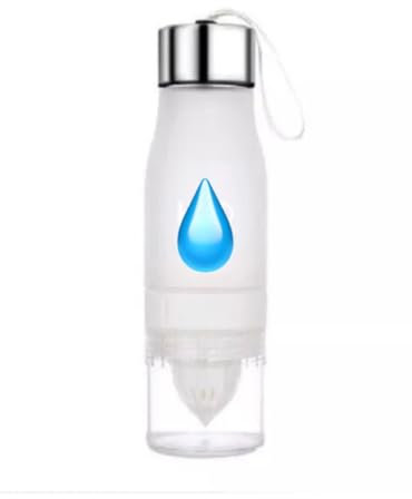 Glass Water Bottle with Fruit Infuser, Stainless Steel Cap, White