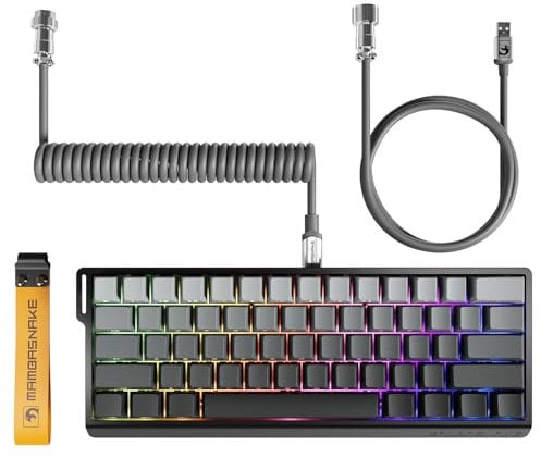 MAMBASNAKE X60 HE Rapid Trigger Wireless Gaming Keyboard, 0.01mm RT Accuracy, 8000Hz Wired RGB Keyboard with Magnetic Switch, Adjustable Actuation, Snap Tap, Coiled Cable, for PC/Mac, Moon Night