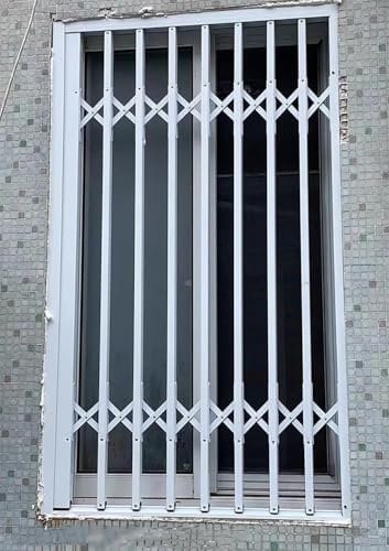 Rejas para Ventanas Exteriores Reja de Ventana Extensible, Protección Antirrobo, Previene Caídas Accidentales, Barandillas de Aluminio para Balcones, Barras de Seguridad Plegables para Ventanas de Apa
