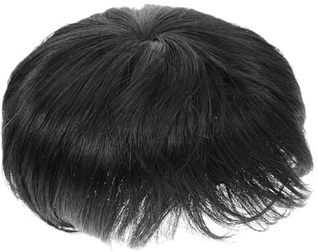 PACKOVE Schwarze Glatzenperücke für Männer Leichtes und Realistisches Toupet aus Hitzebeständigem Fasermaterial Modisches Haarteil für Hochzeiten und Festliche Anlässe